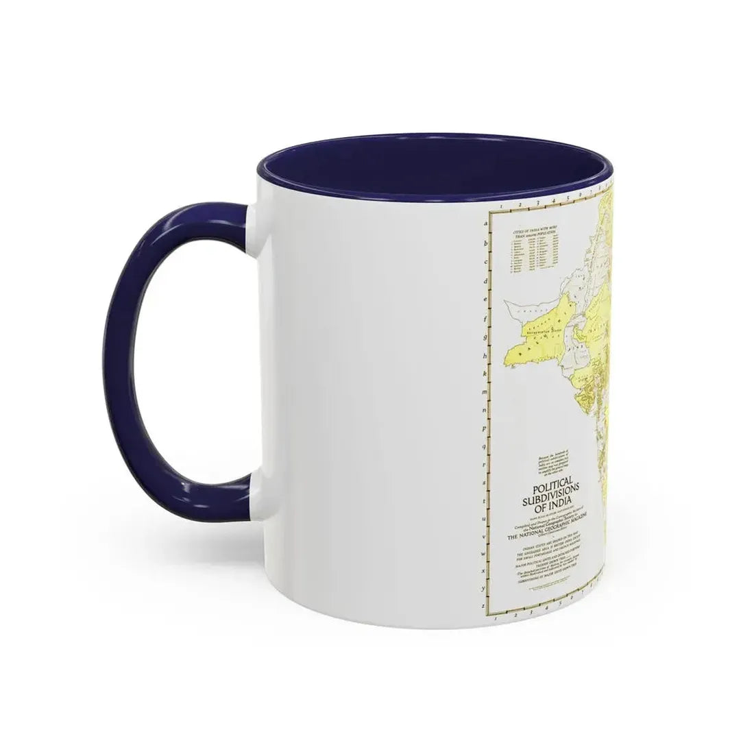 India - Political Subdivisions (1946) (Map) Accent Coffee Mug - Go Mug Yourself