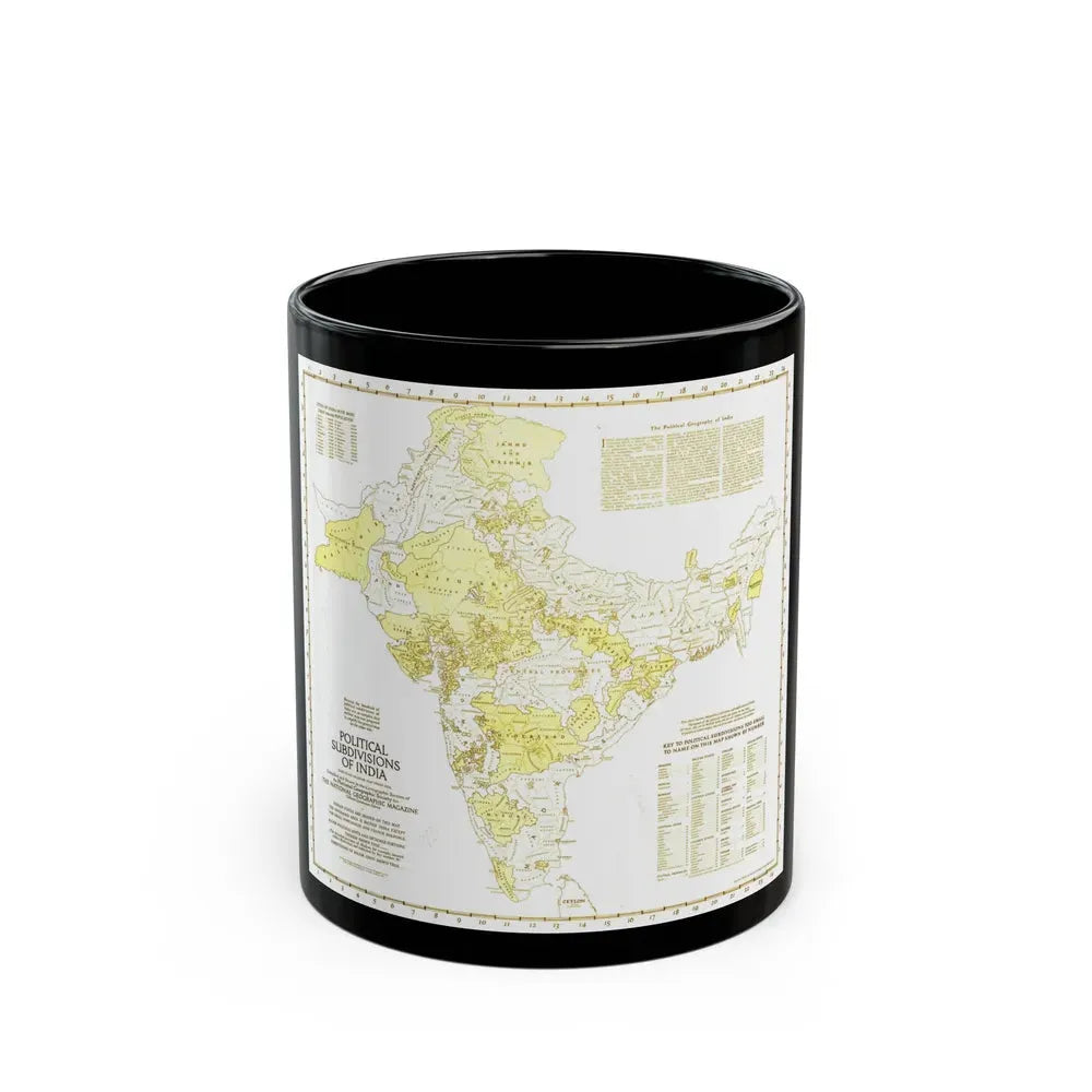 India - Political Subdivisions (1946) (Map) Black Coffee Mug 11oz - Go Mug Yourself