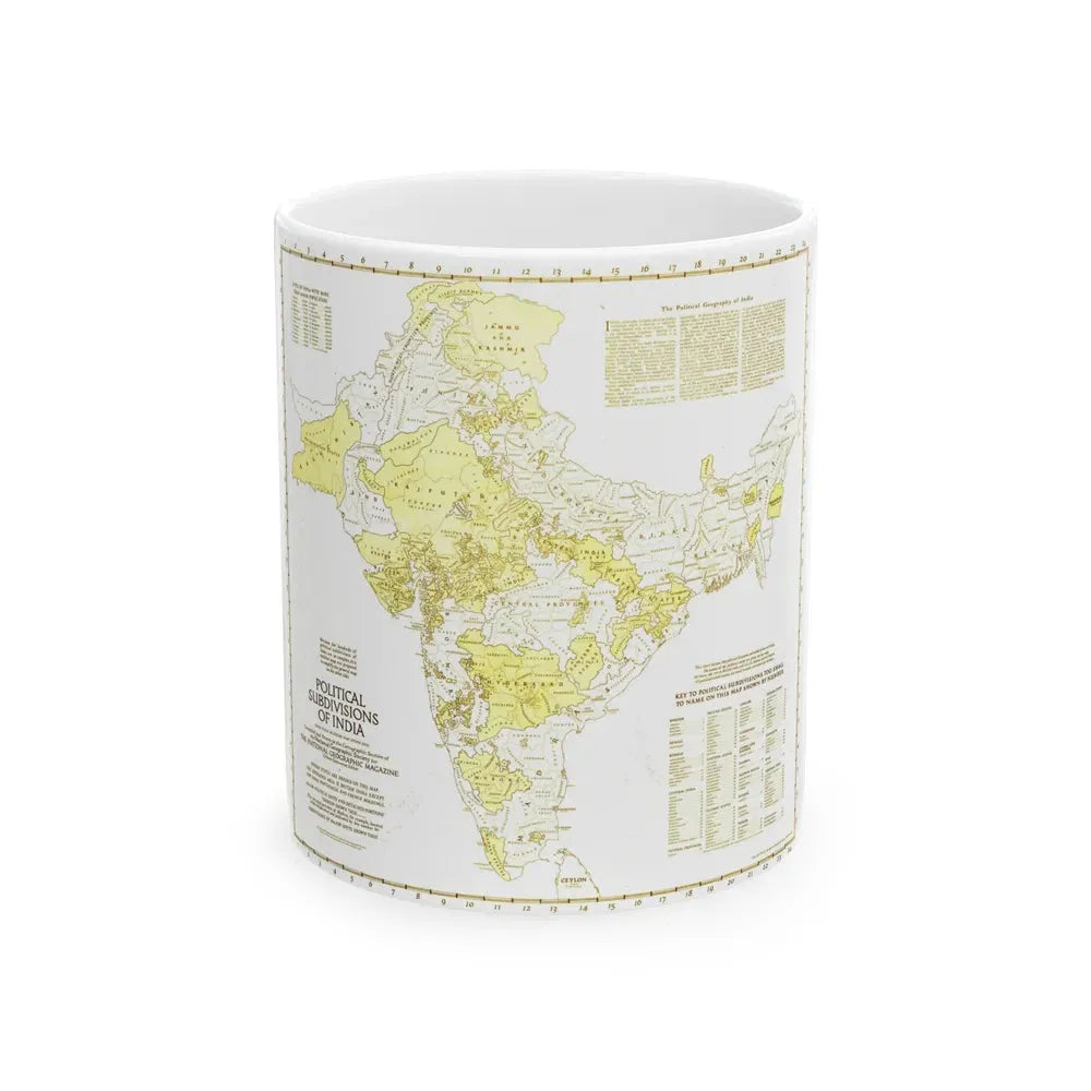 India - Political Subdivisions (1946) (Map) White Coffee Mug 11oz - Go Mug Yourself