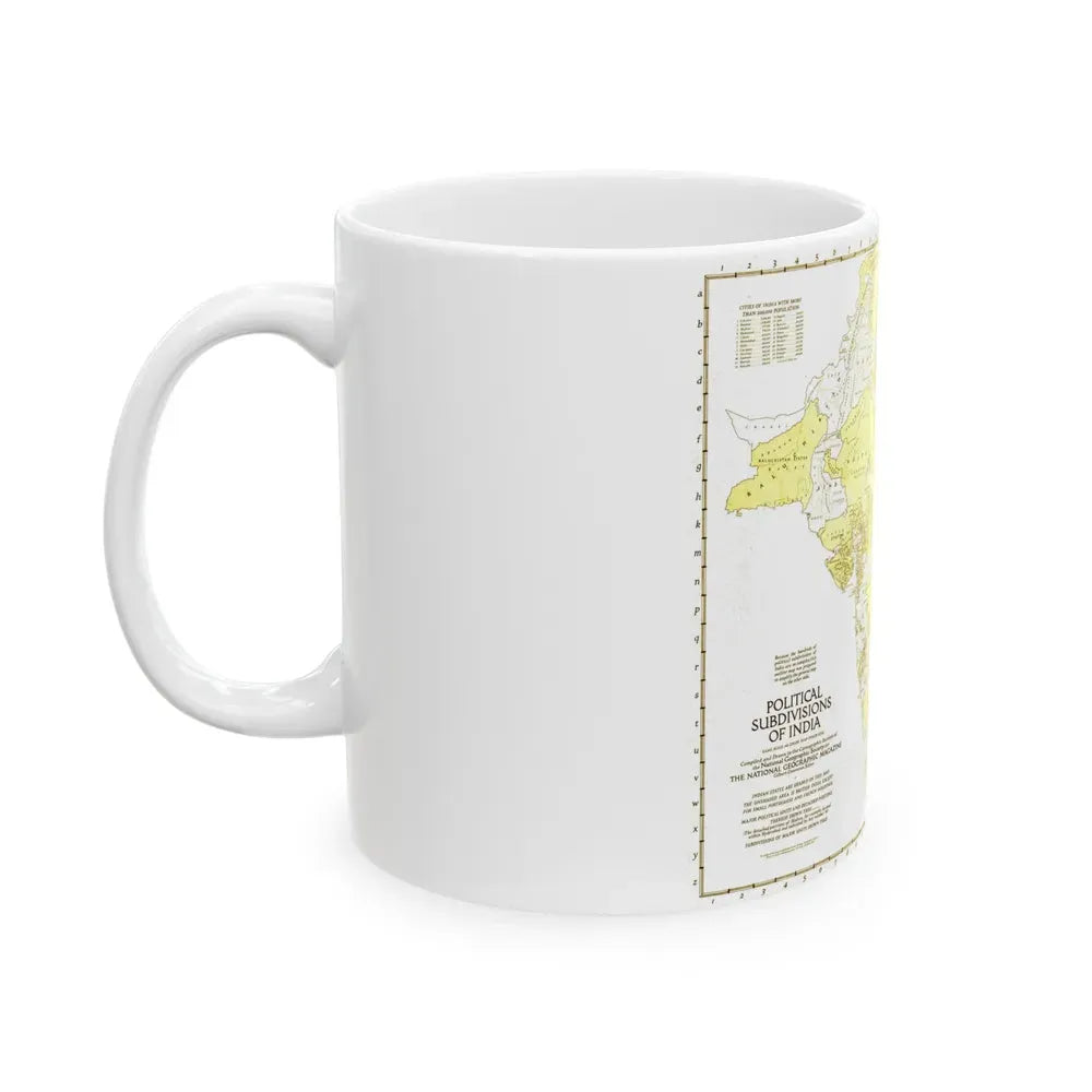 India - Political Subdivisions (1946) (Map) White Coffee Mug - Go Mug Yourself