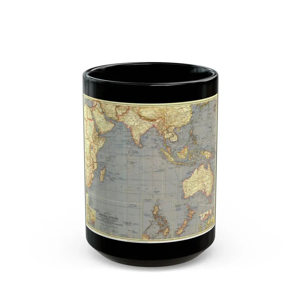 Indian Ocean (1941) (Map) Black Coffee Mug 15oz - Go Mug Yourself