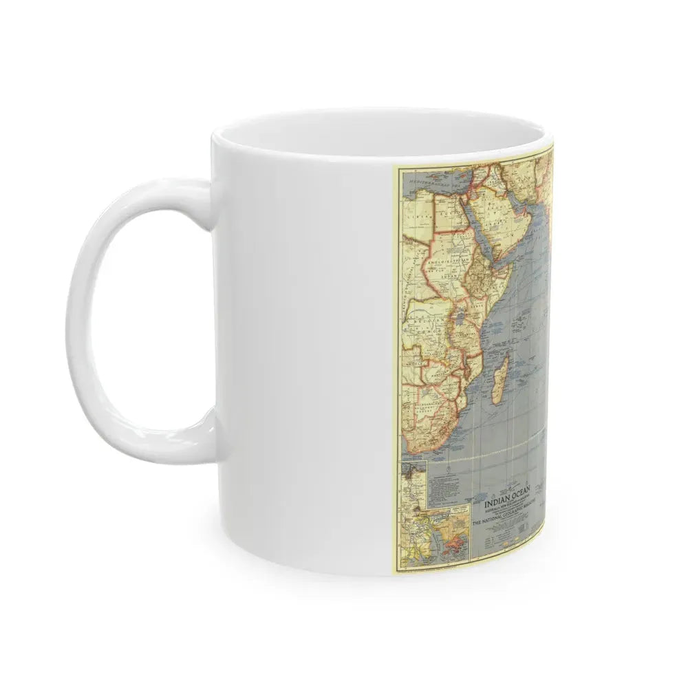Indian Ocean (1941) (Map) White Coffee Mug - Go Mug Yourself