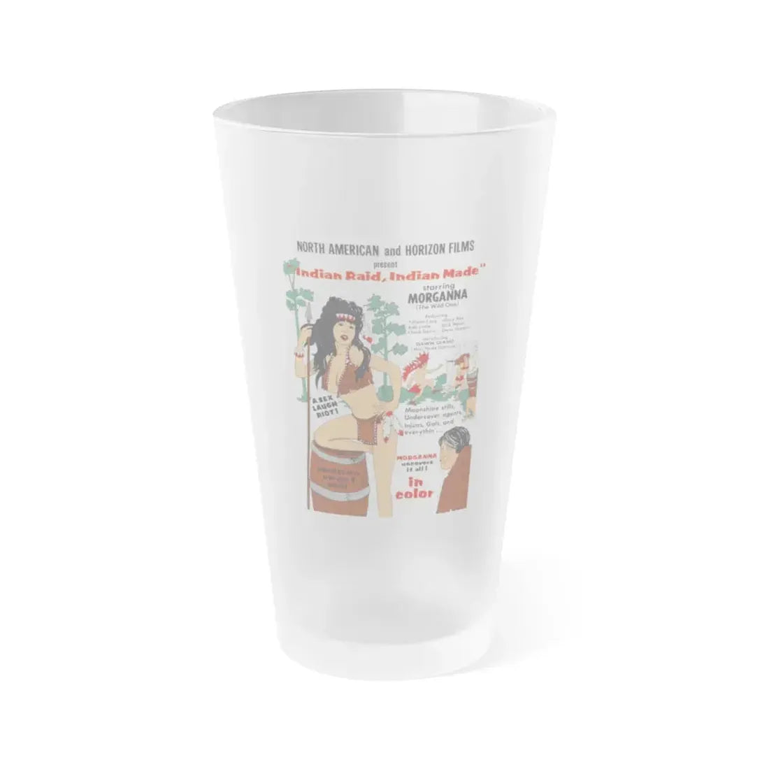 INDIAN RAID, INDIAN MADE 1969 Movie Poster - Frosted Pint Glass 16oz 16oz Frosted - Go Mug Yourself