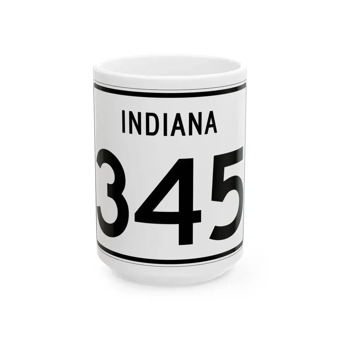 Indiana 345 (Indiana) (Road Sign) White Coffee Mug 15oz - Go Mug Yourself