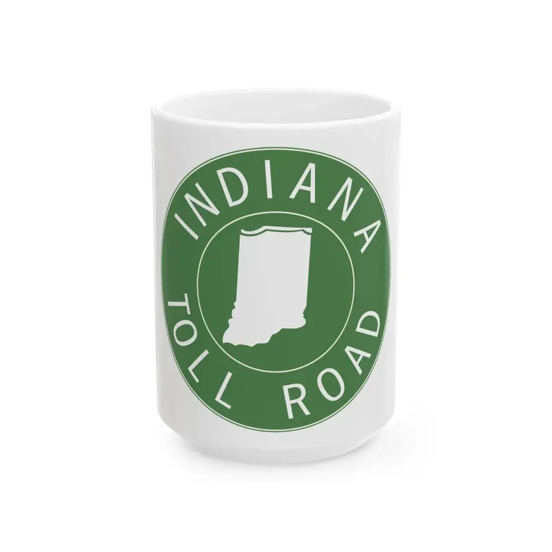 Indiana Toll Road logo 1968 (Indiana) (Road Sign) White Coffee Mug 15oz - Go Mug Yourself