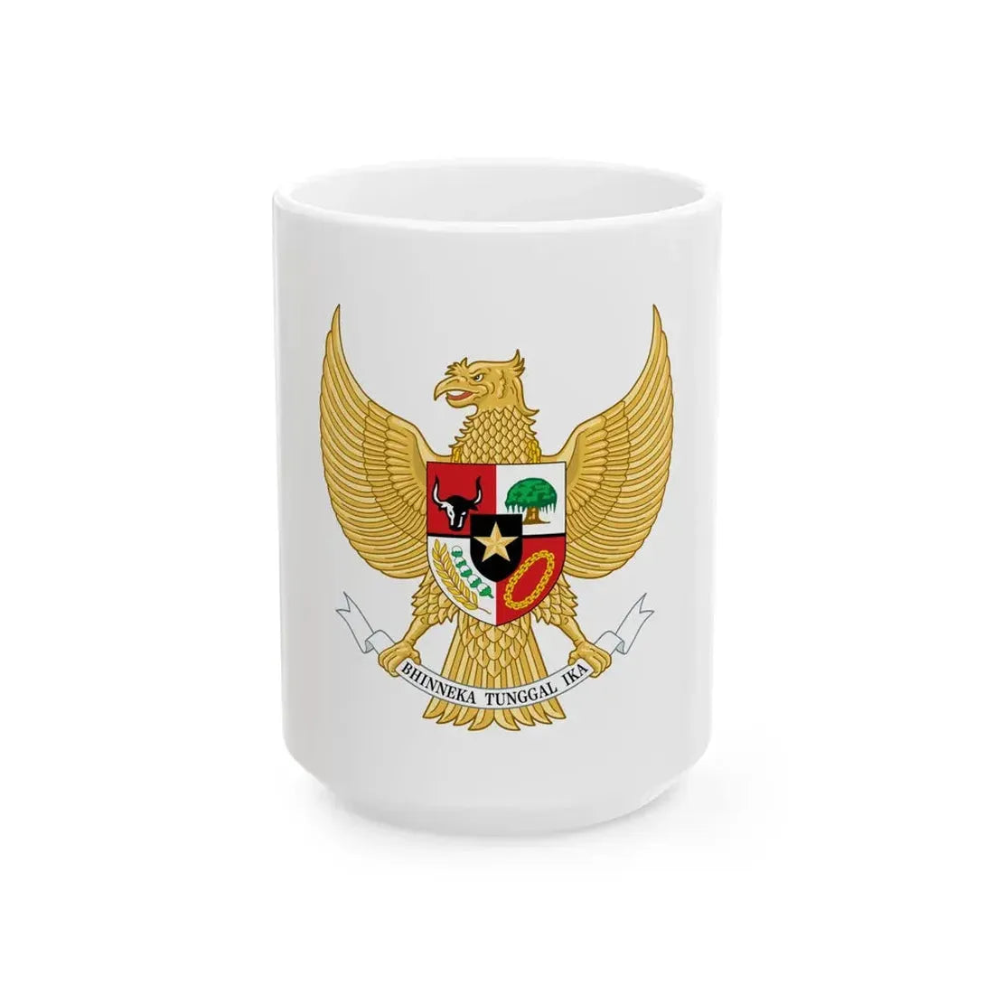 Indonesia coat of arms flag (Indonesia) White Coffee Mug 15oz - Go Mug Yourself