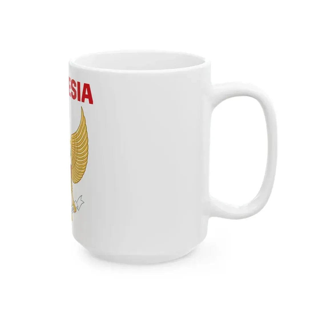 Indonesia coat of arms with name (Indonesia) White Coffee Mug - Go Mug Yourself