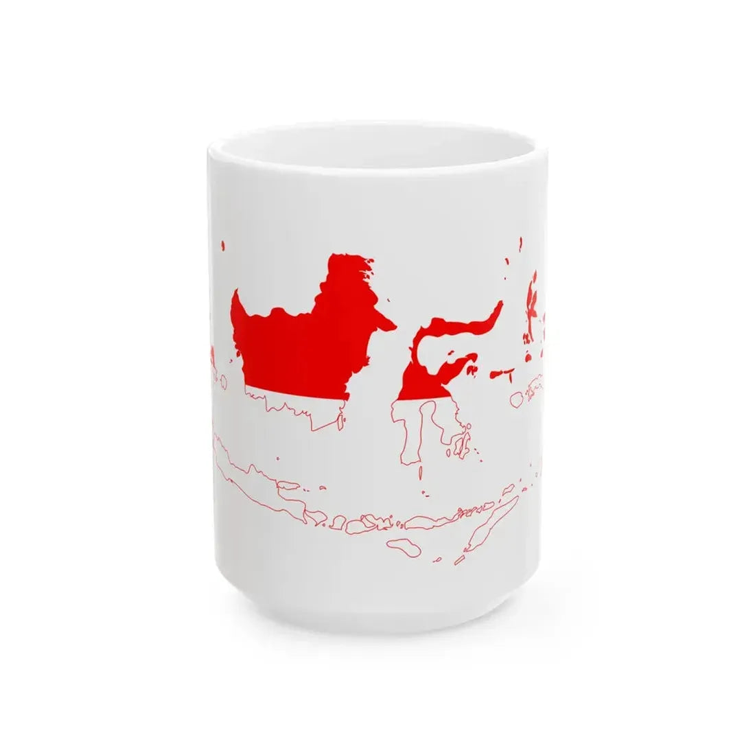 Indonesia flag map 1945-2002 (Indonesia) White Coffee Mug 15oz - Go Mug Yourself