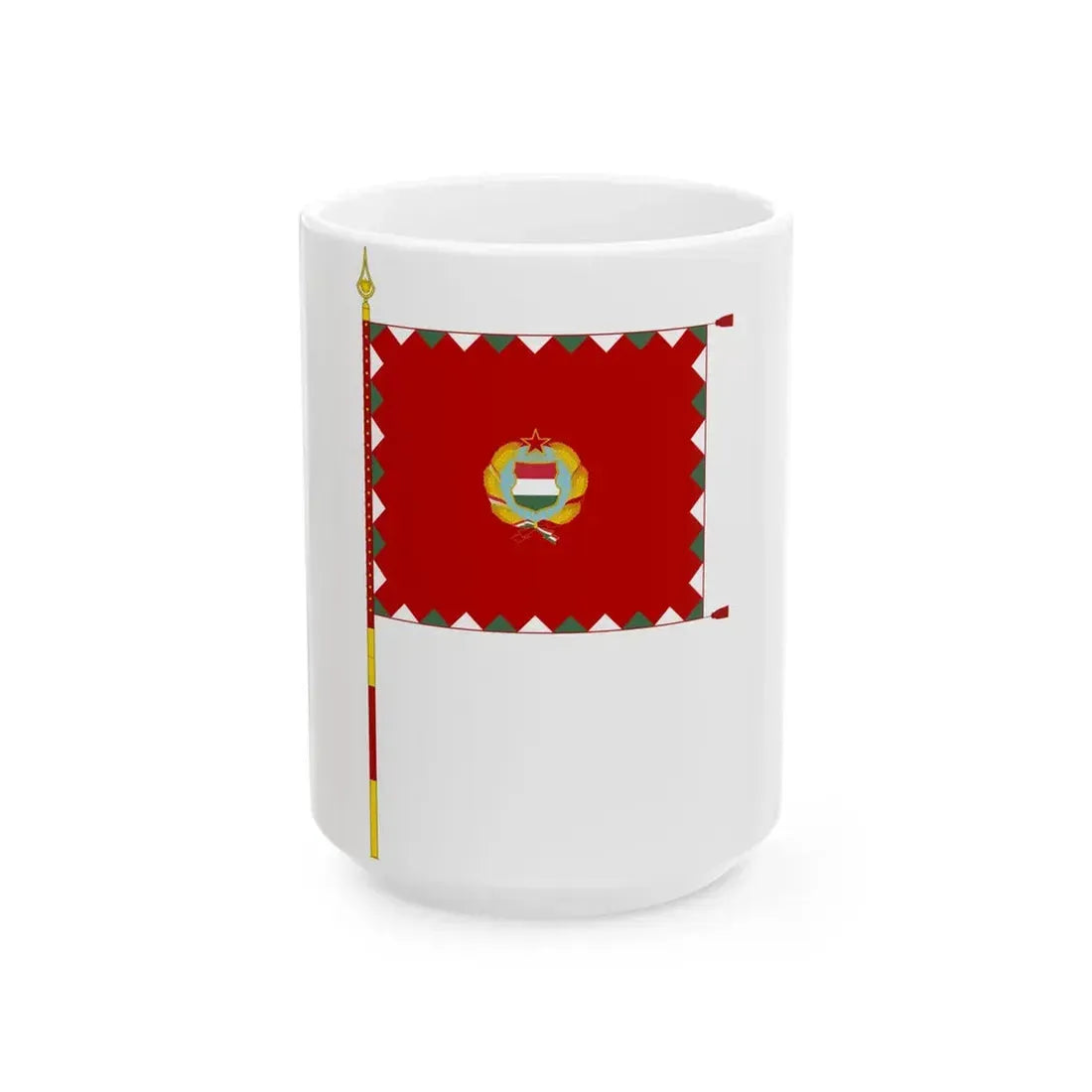 Infantry Colour of the Hungarian Peoples Army 1976-1990 with staff (Hungary) White Coffee Mug 15oz - Go Mug Yourself