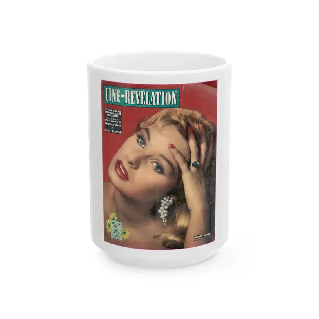 Ingrid Goude #05 - Mag. Cover (Vintage Female Icon) White Coffee Mug 15oz - Go Mug Yourself