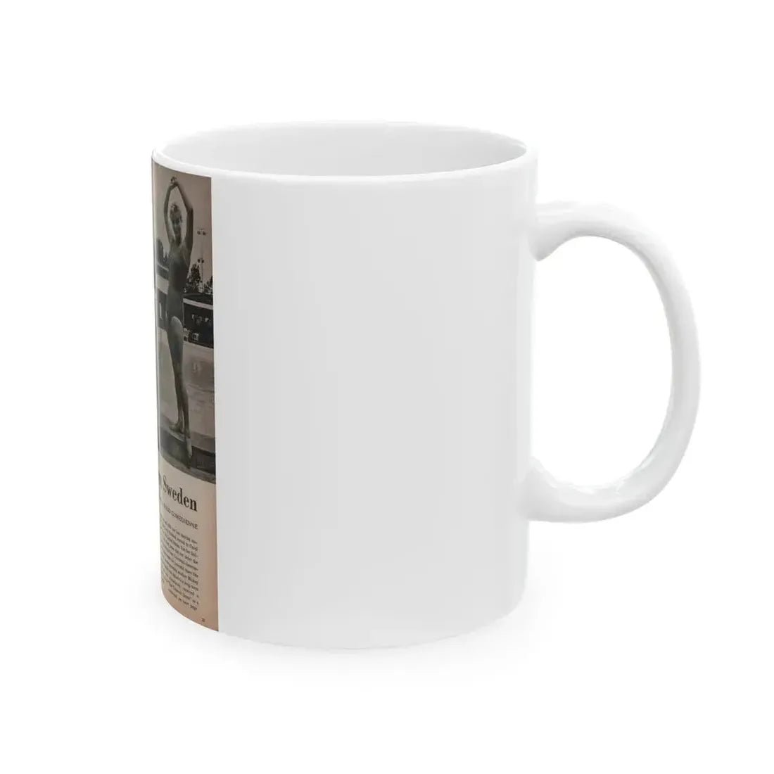 Ingrid Goude #30 - SEE Mag. Jan. '58 - 1 Page, 4 B&W Pics, Caption & Article (Vintage Female Icon) White Coffee Mug - Go Mug Yourself