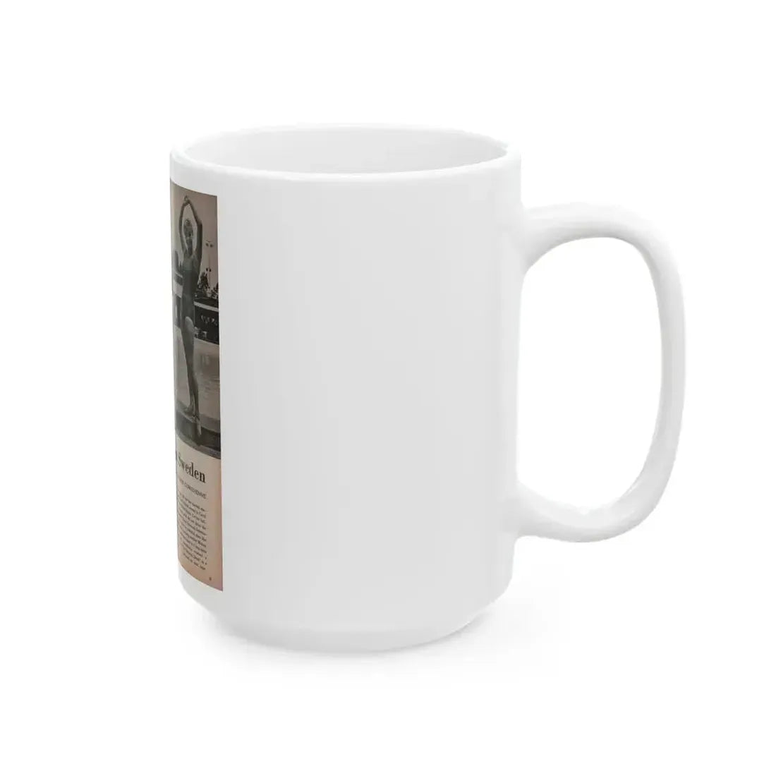 Ingrid Goude #30 - SEE Mag. Jan. '58 - 1 Page, 4 B&W Pics, Caption & Article (Vintage Female Icon) White Coffee Mug - Go Mug Yourself