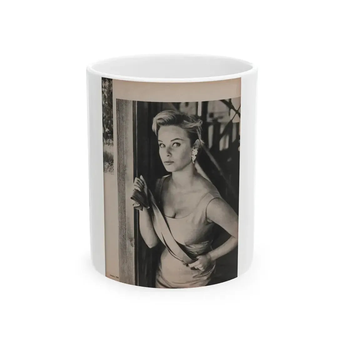 Ingrid Goude #32 - SEE Mag. Jan. '58 - 1 Page & 1 B&W Photo (Vintage Female Icon) White Coffee Mug 11oz - Go Mug Yourself