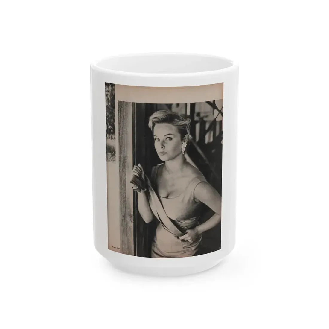 Ingrid Goude #32 - SEE Mag. Jan. '58 - 1 Page & 1 B&W Photo (Vintage Female Icon) White Coffee Mug 15oz - Go Mug Yourself