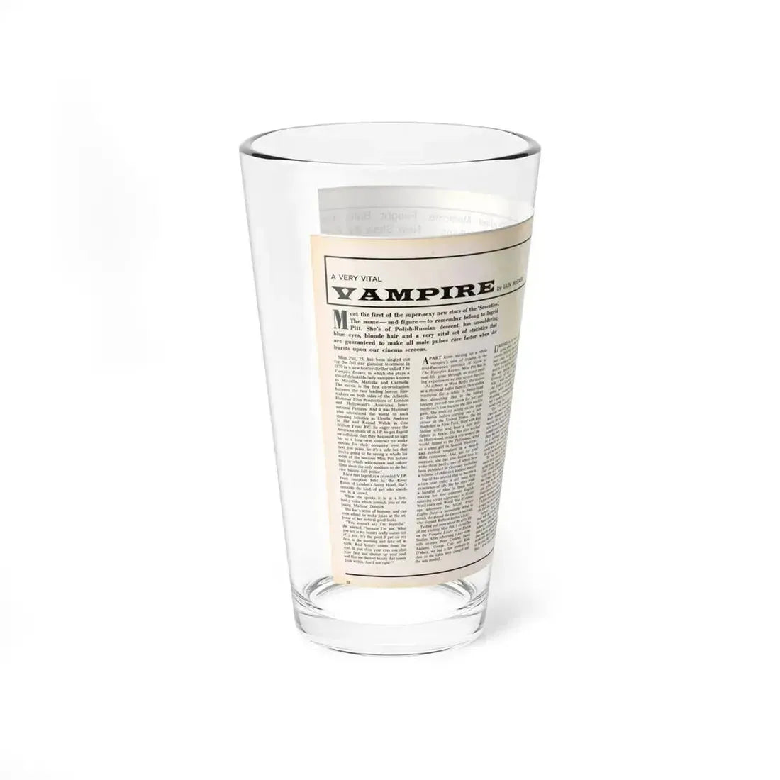 Ingrid Pitt #101 - Mag. Pages (Vintage Female Icon) Pint Glass 16oz - Go Mug Yourself