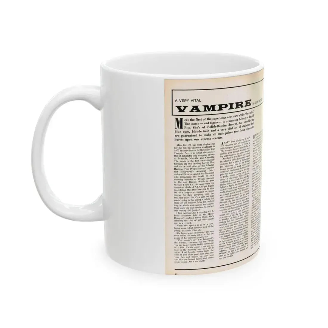 Ingrid Pitt #101 - Mag. Pages (Vintage Female Icon) White Coffee Mug - Go Mug Yourself
