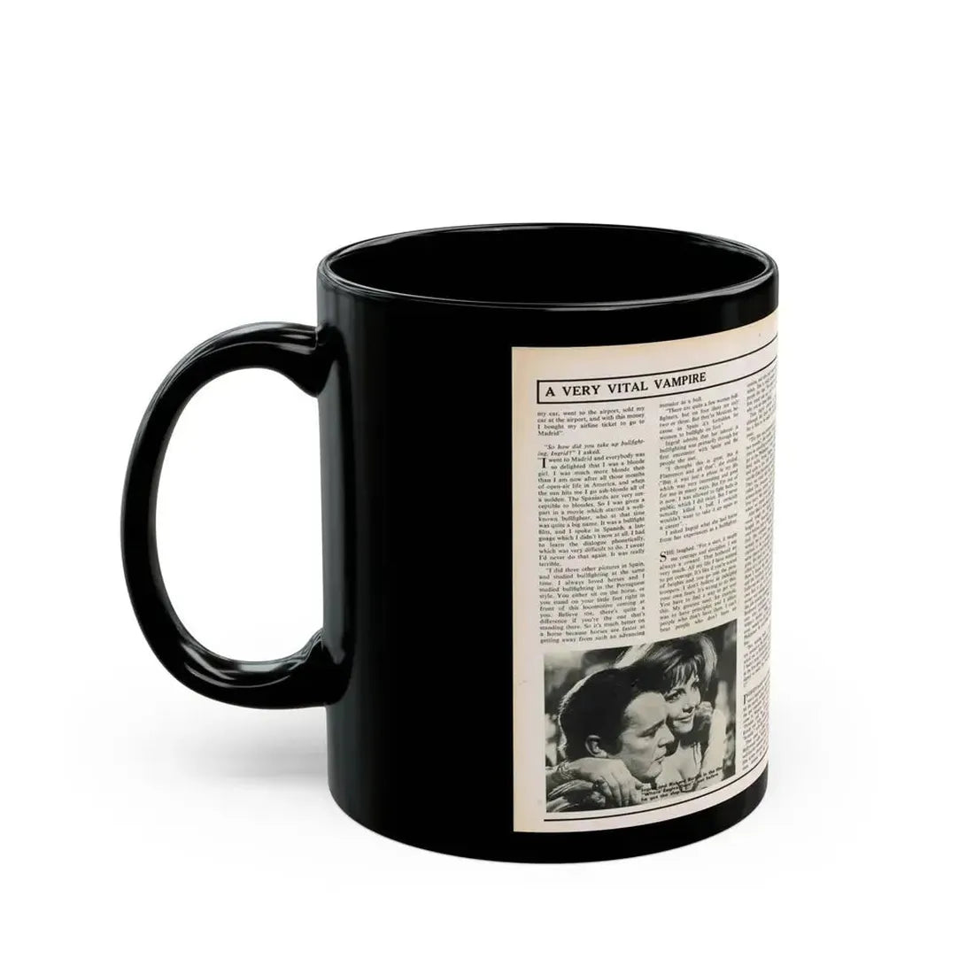 Ingrid Pitt #102 - Mag. Pages (Vintage Female Icon) Black Coffee Mug - Go Mug Yourself
