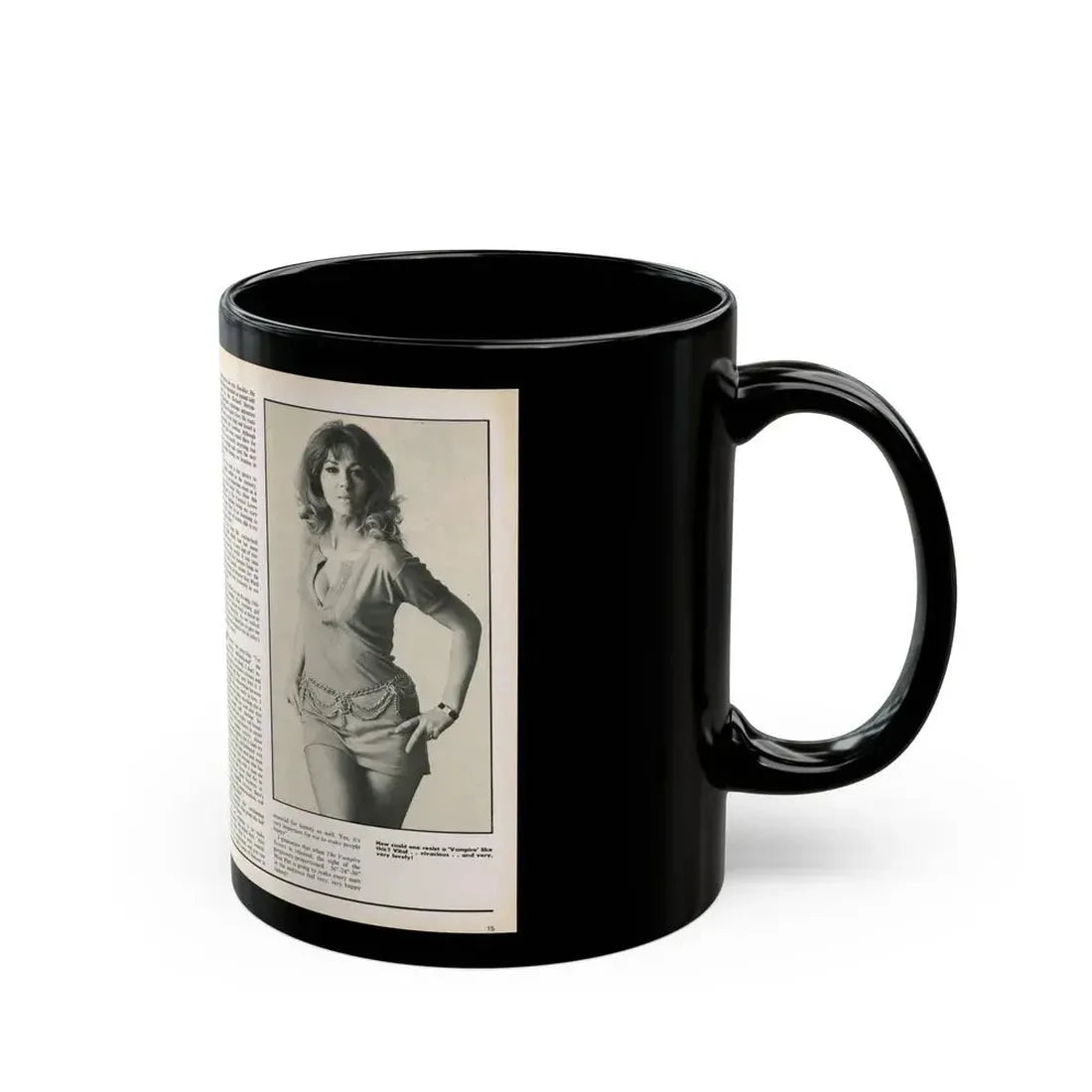 Ingrid Pitt #102 - Mag. Pages (Vintage Female Icon) Black Coffee Mug - Go Mug Yourself