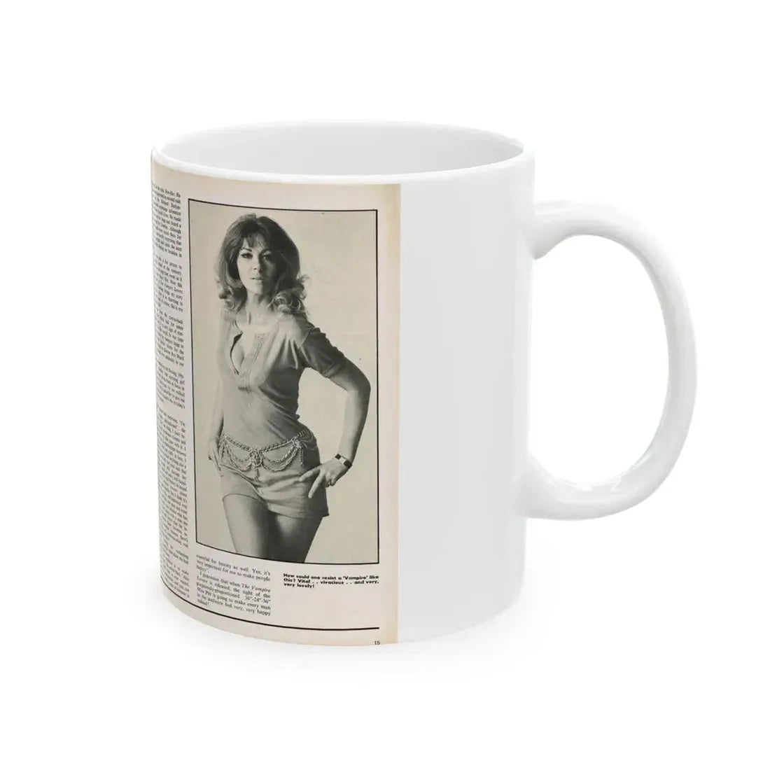 Ingrid Pitt #102 - Mag. Pages (Vintage Female Icon) White Coffee Mug - Go Mug Yourself