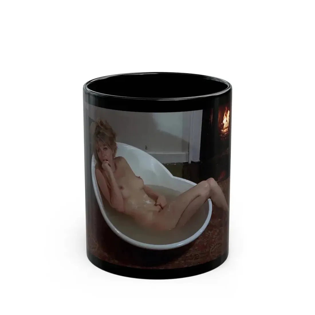 Ingrid Pitt #116 - Topless (Vintage Female Icon) Black Coffee Mug 11oz - Go Mug Yourself