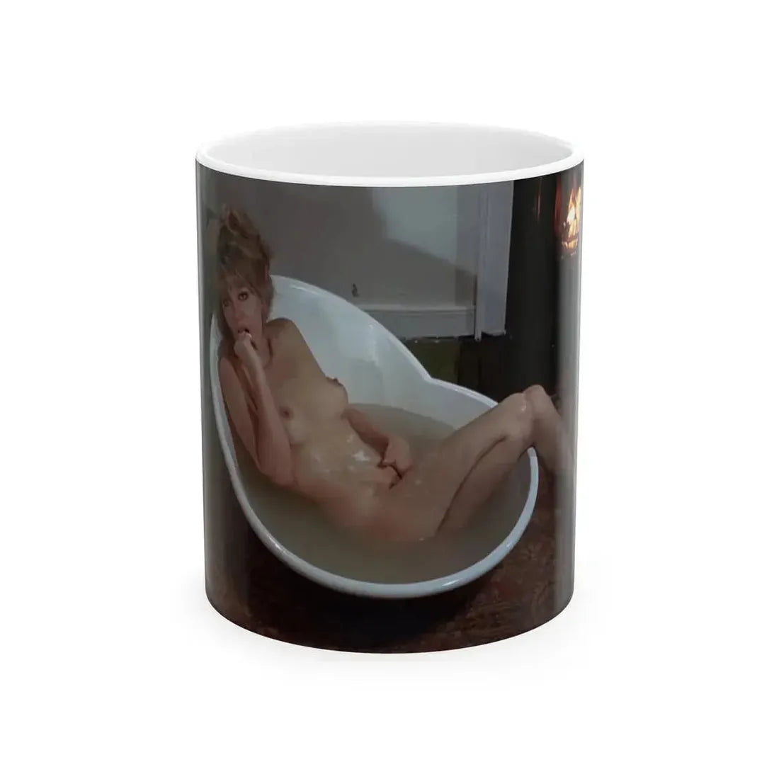 Ingrid Pitt #116 - Topless (Vintage Female Icon) White Coffee Mug 11oz - Go Mug Yourself
