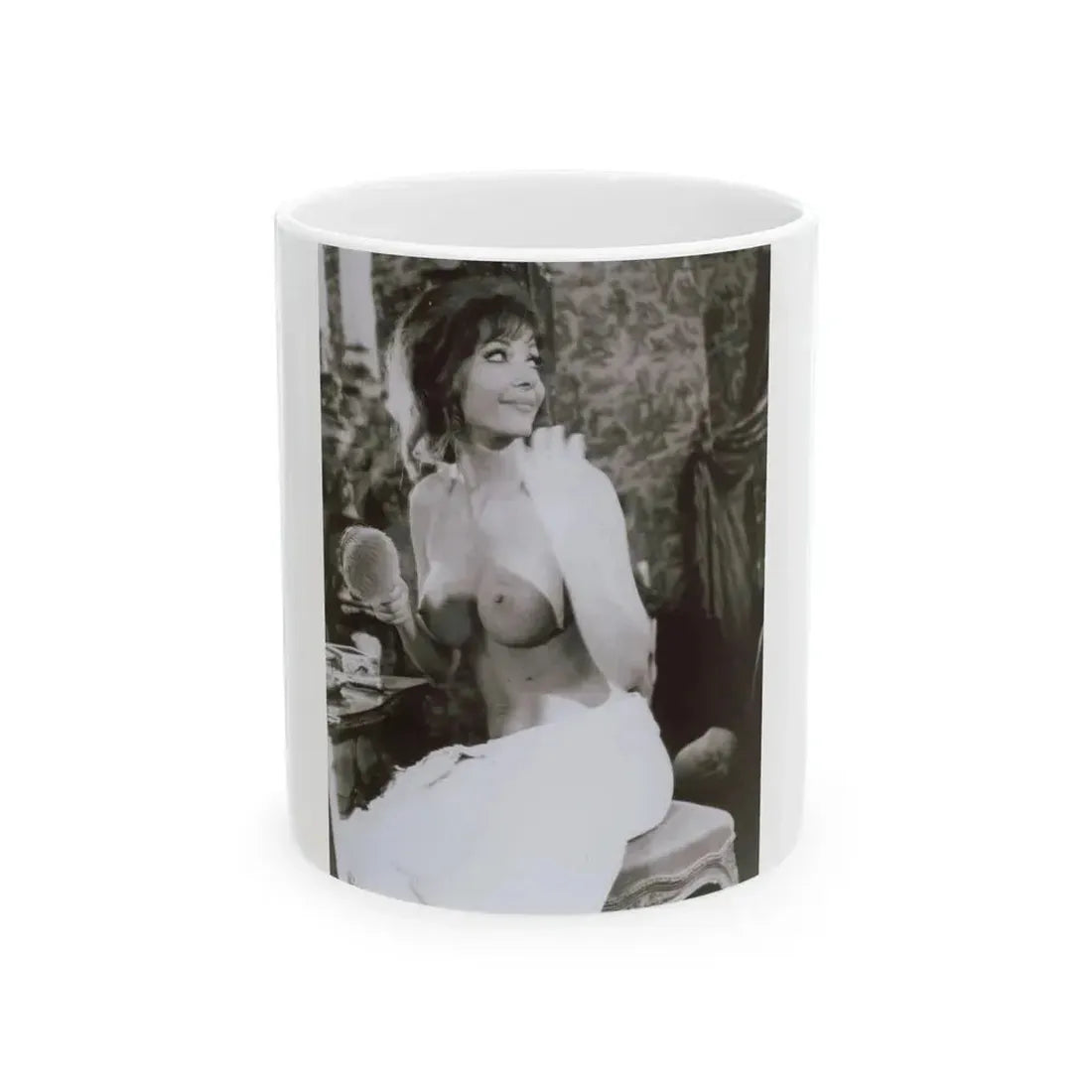 Ingrid Pitt #124 - Topless (Vintage Female Icon) White Coffee Mug 11oz - Go Mug Yourself