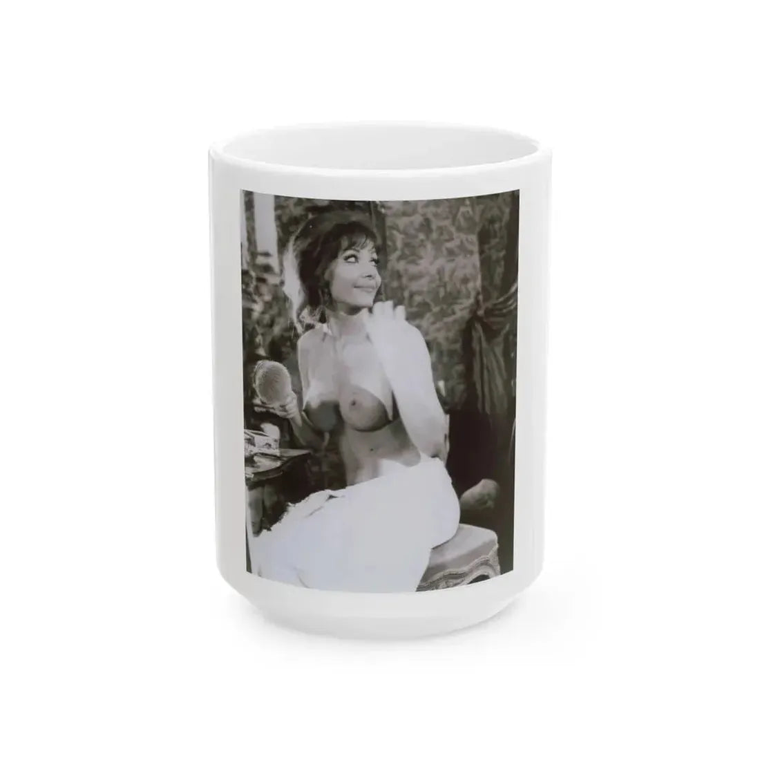 Ingrid Pitt #124 - Topless (Vintage Female Icon) White Coffee Mug 15oz - Go Mug Yourself