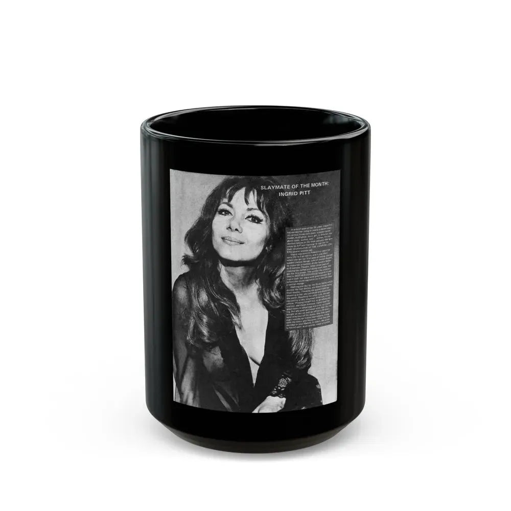 Ingrid Pitt #137 (Vintage Female Icon) Black Coffee Mug 15oz - Go Mug Yourself