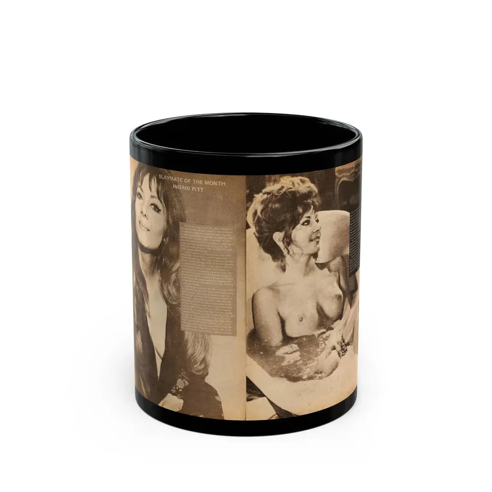Ingrid Pitt #14 (Vintage Female Icon) Black Coffee Mug 11oz - Go Mug Yourself