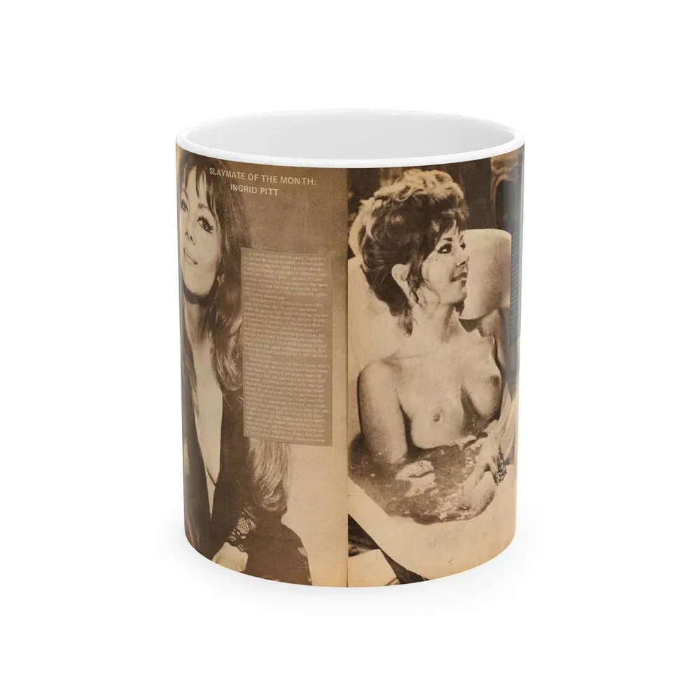 Ingrid Pitt #14 (Vintage Female Icon) White Coffee Mug 11oz - Go Mug Yourself