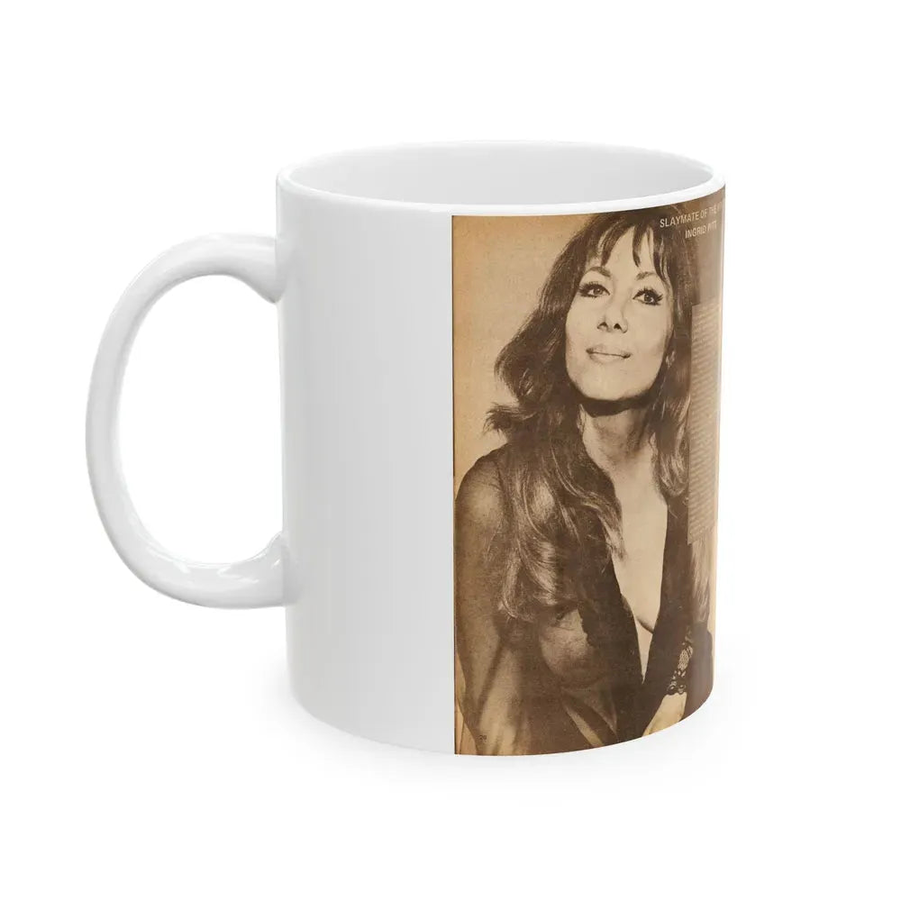 Ingrid Pitt #14 (Vintage Female Icon) White Coffee Mug - Go Mug Yourself