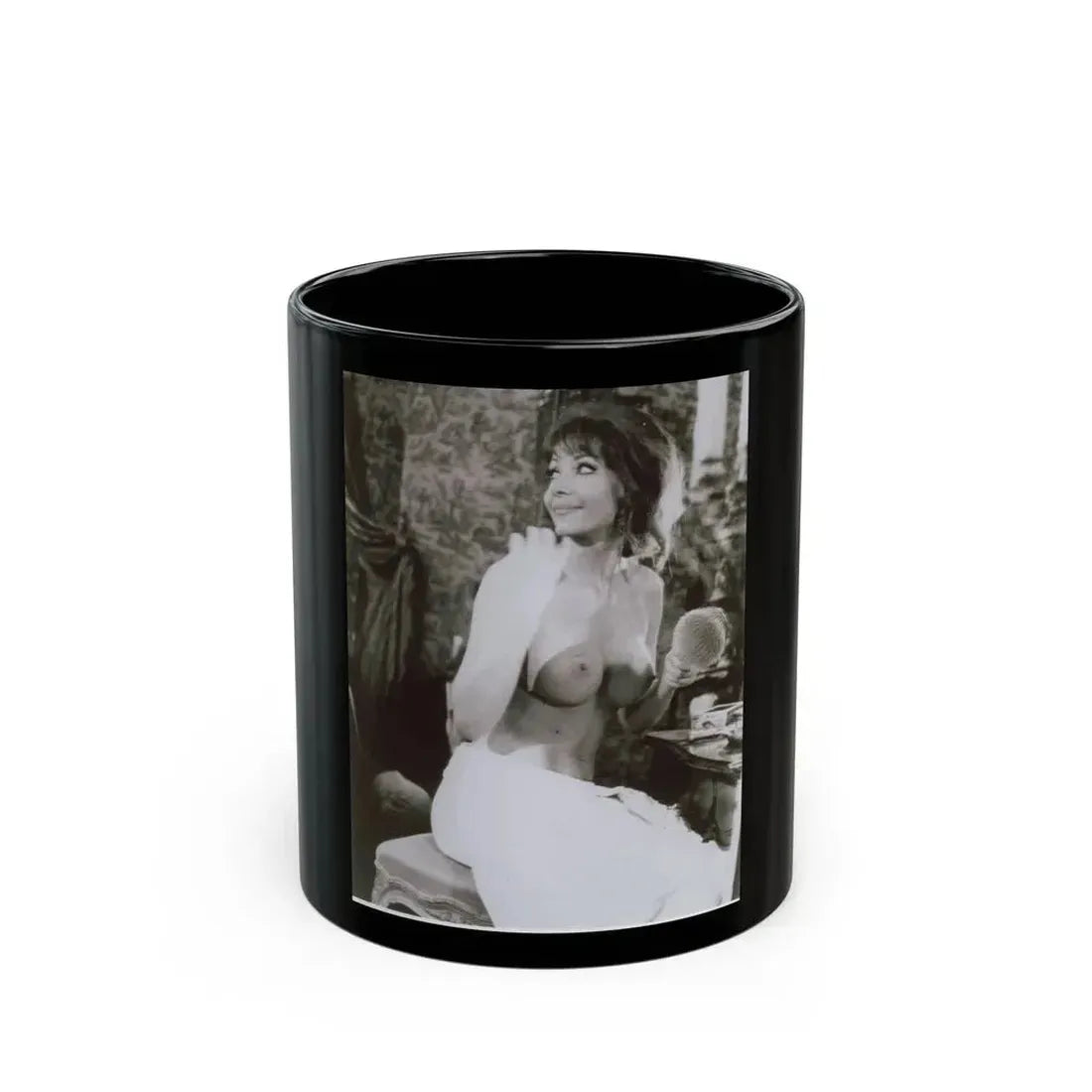 Ingrid Pitt #63 - Topless (Vintage Female Icon) Black Coffee Mug 11oz - Go Mug Yourself