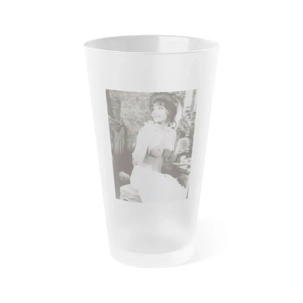 Ingrid Pitt #63 - Topless (Vintage Female Icon) Frosted Pint Glass 16oz 16oz Frosted - Go Mug Yourself