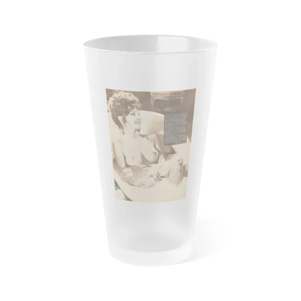 Ingrid Pitt #66 - Topless (Vintage Female Icon) Frosted Pint Glass 16oz 16oz Frosted - Go Mug Yourself