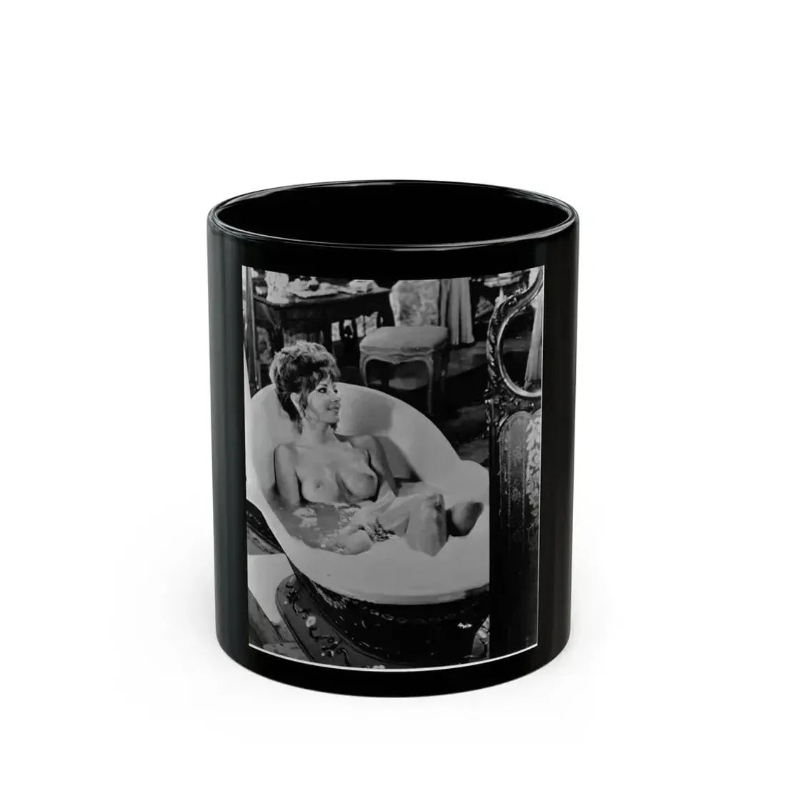 Ingrid Pitt #88 - Topless (Vintage Female Icon) Black Coffee Mug 11oz - Go Mug Yourself