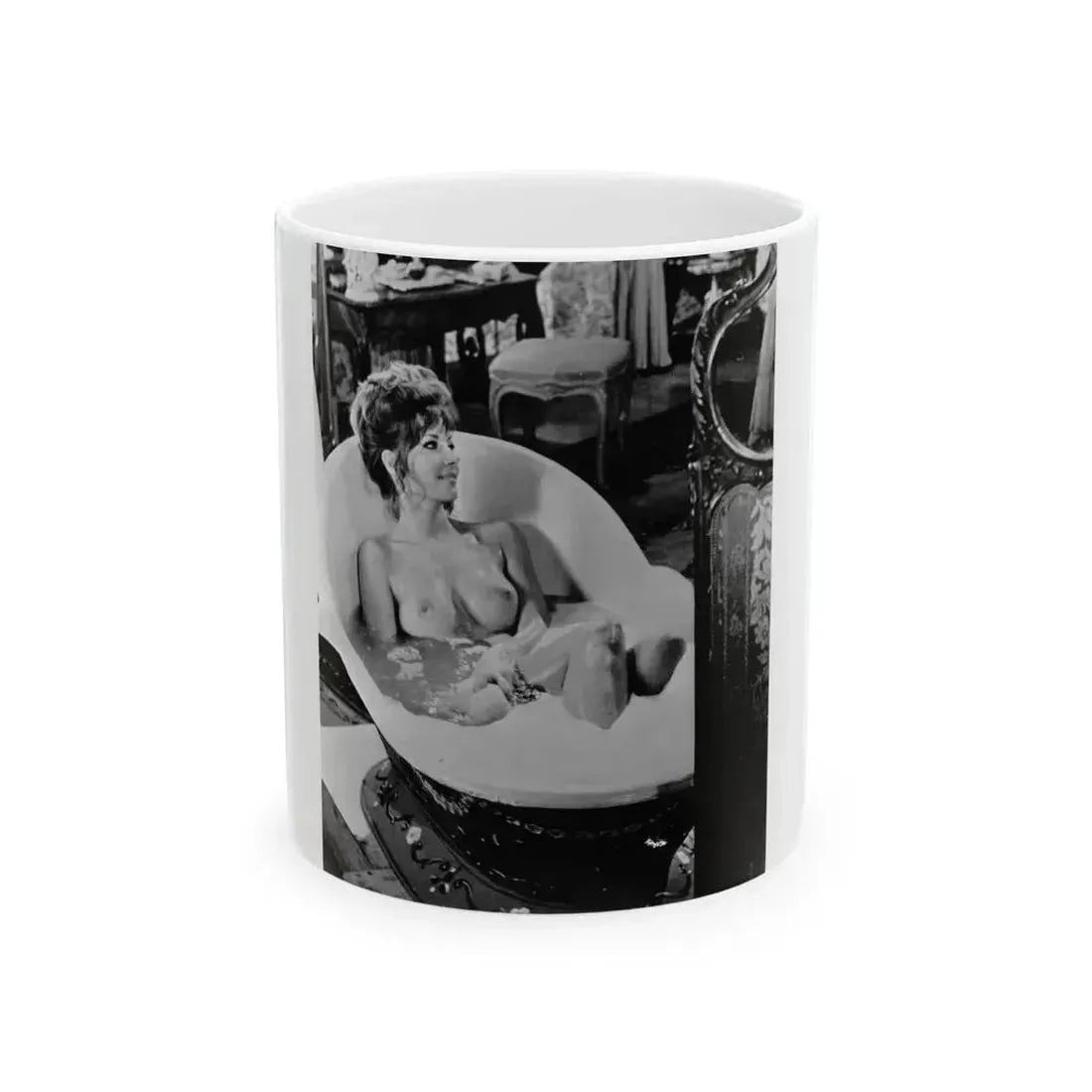 Ingrid Pitt #88 - Topless (Vintage Female Icon) White Coffee Mug 11oz - Go Mug Yourself