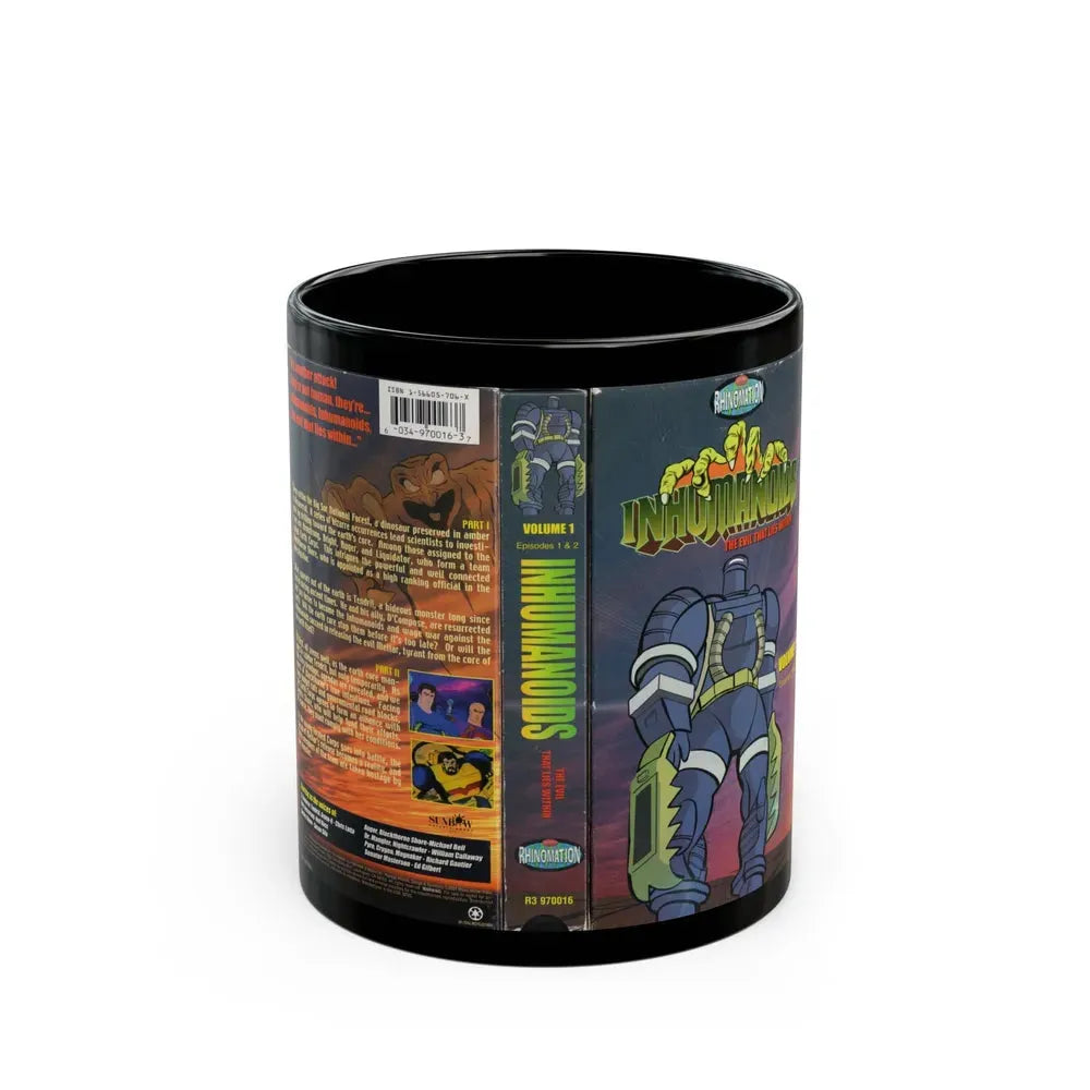 INHUMANOIDS THE EVIL THAT LIES WITHIN (VHS COVER) - Black Coffee Mug 11oz - Go Mug Yourself