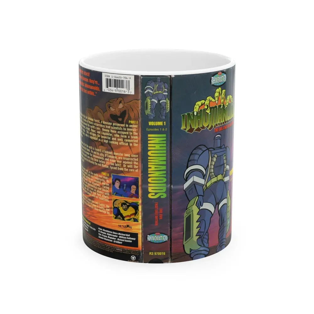 INHUMANOIDS THE EVIL THAT LIES WITHIN (VHS COVER) - White Coffee Mug 11oz - Go Mug Yourself