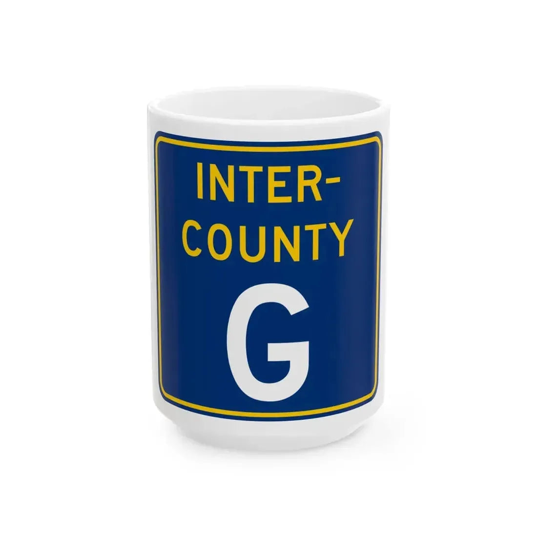 Inter County Route G MN (Minnesota) (Road Sign) White Coffee Mug 15oz - Go Mug Yourself