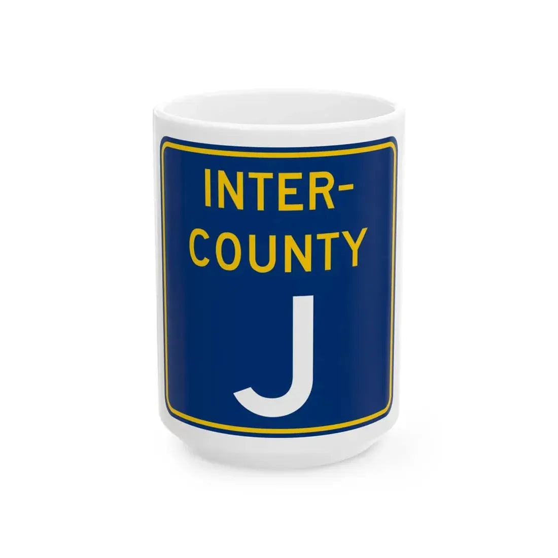 Inter County Route J MN (Minnesota) (Road Sign) White Coffee Mug 15oz - Go Mug Yourself