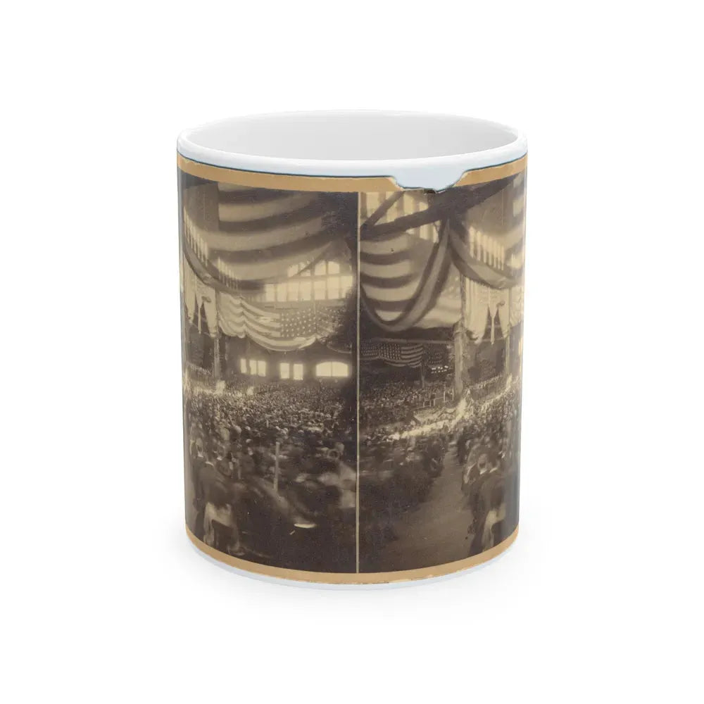 Interior View Of A Large Convention Hall Filled With People Sitting In Chairs (U.S. Civil War) White Coffee Mug 11oz - Go Mug Yourself