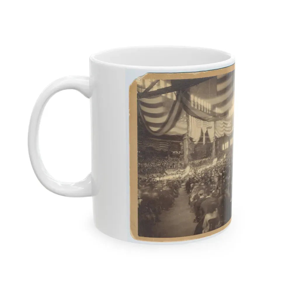 Interior View Of A Large Convention Hall Filled With People Sitting In Chairs (U.S. Civil War) White Coffee Mug - Go Mug Yourself