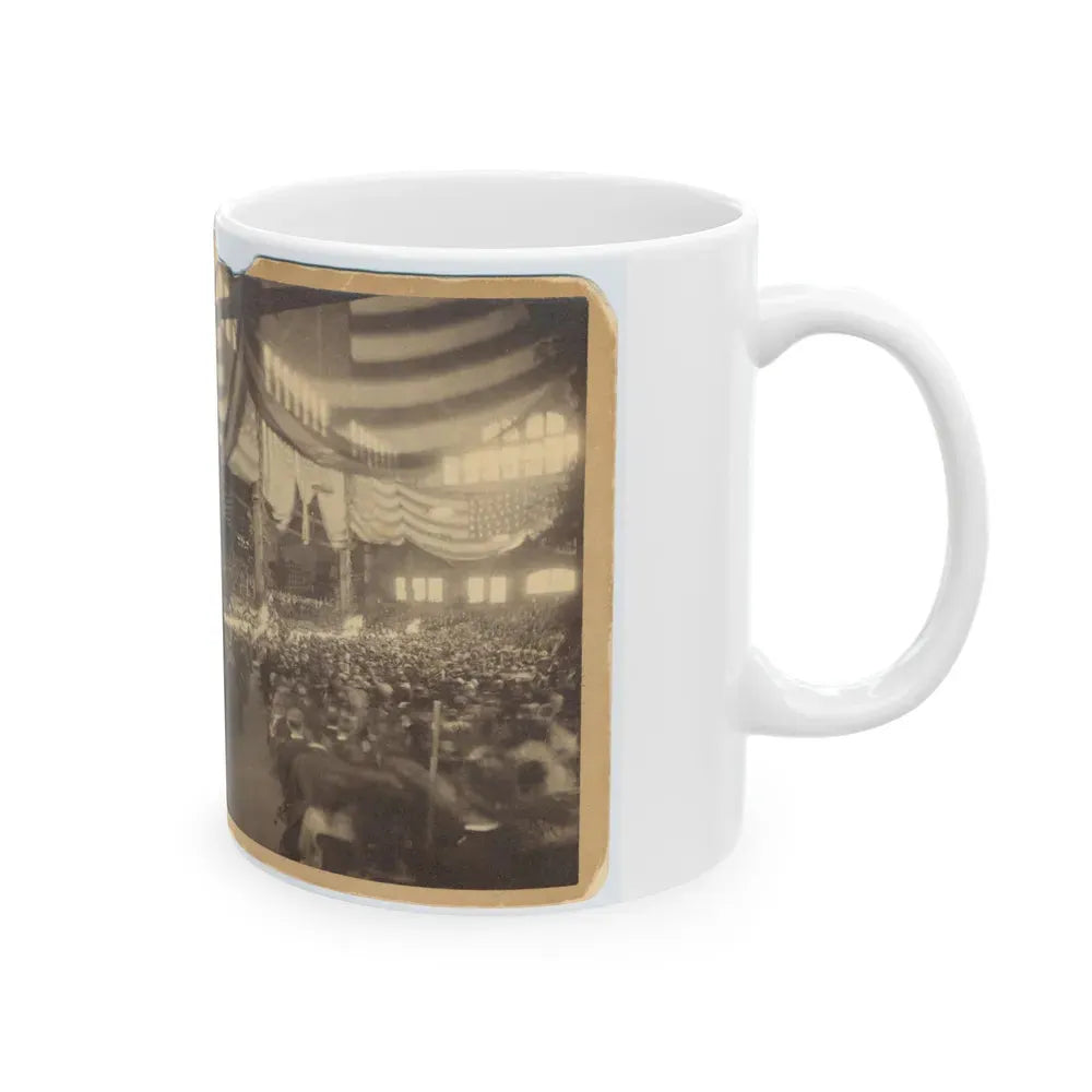Interior View Of A Large Convention Hall Filled With People Sitting In Chairs (U.S. Civil War) White Coffee Mug - Go Mug Yourself