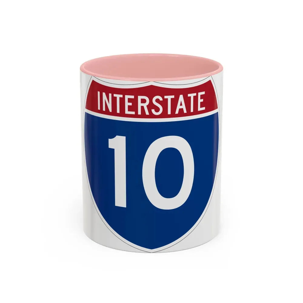 Interstate 10 (U.S. Highways) Accent Coffee Mug 11oz Pink - Go Mug Yourself