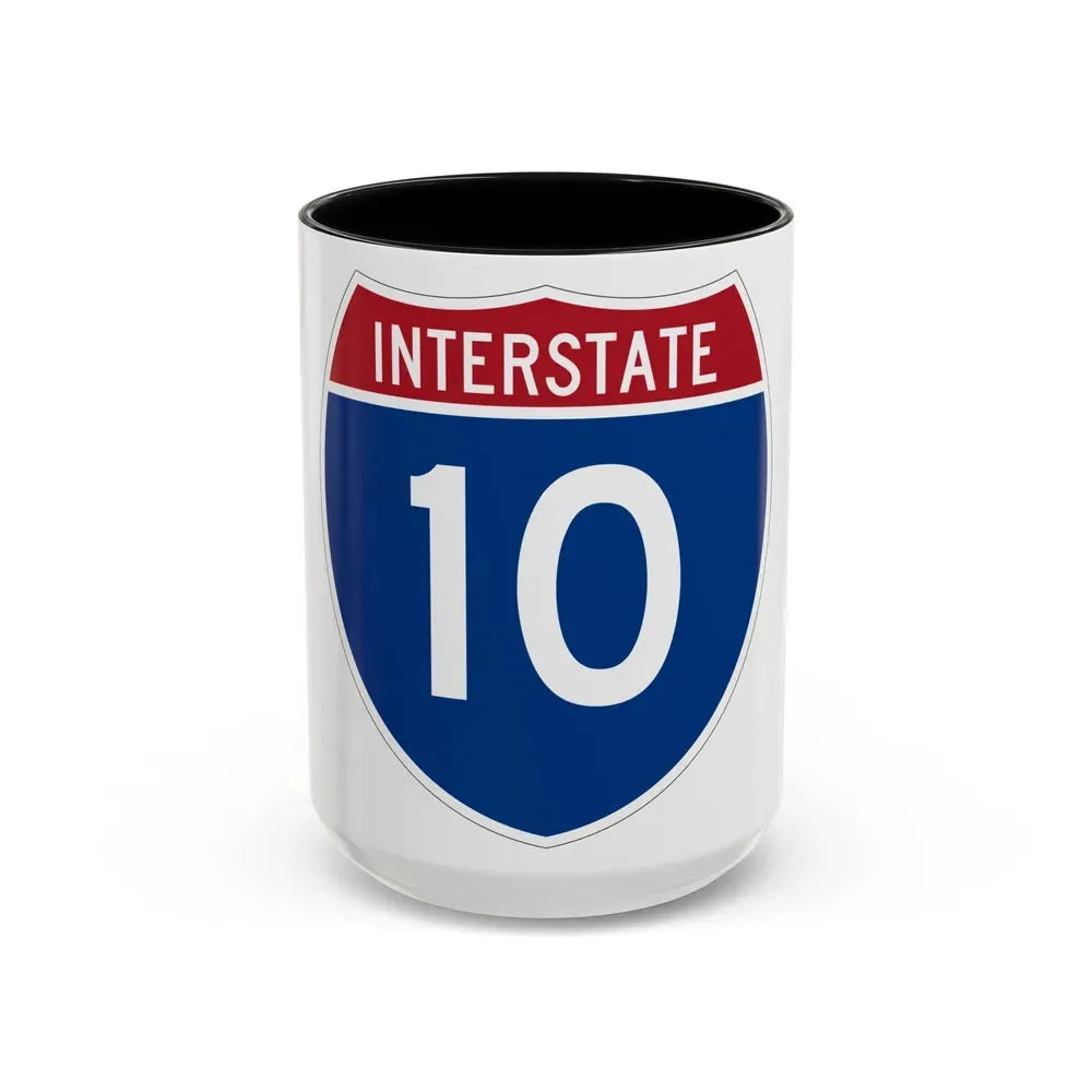 Interstate 10 (U.S. Highways) Accent Coffee Mug 15oz Black - Go Mug Yourself