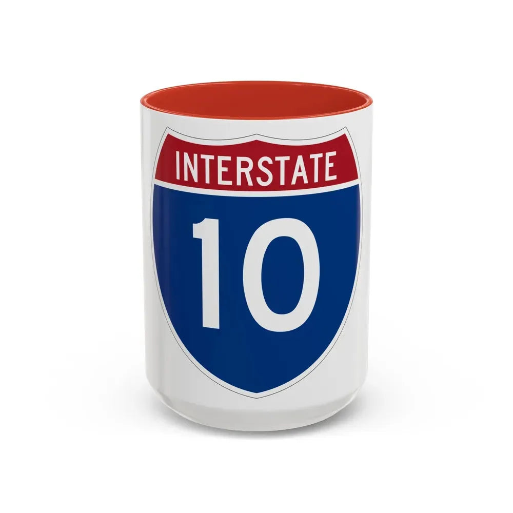 Interstate 10 (U.S. Highways) Accent Coffee Mug 15oz Red - Go Mug Yourself