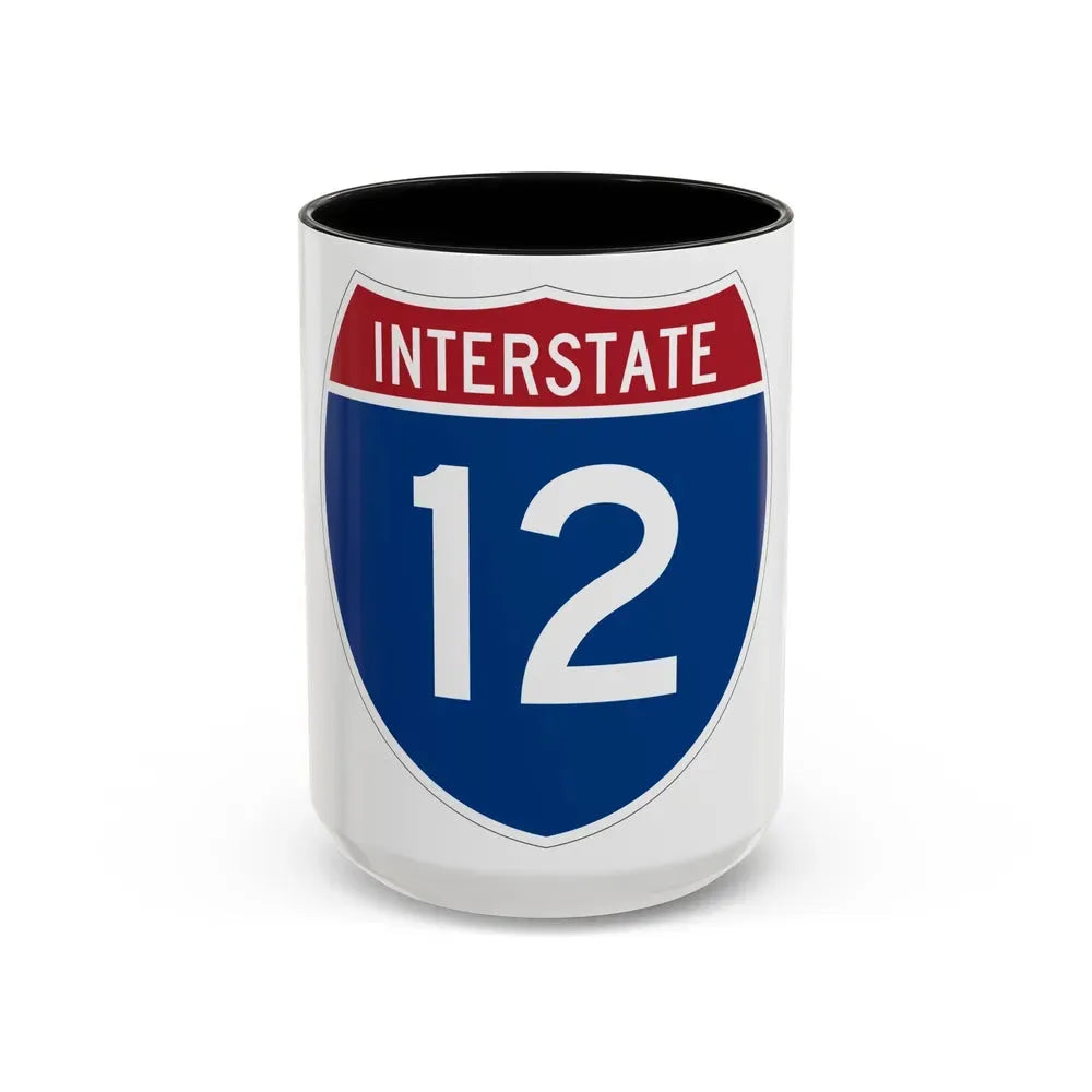 Interstate 12 (U.S. Highways) Accent Coffee Mug 15oz Black - Go Mug Yourself