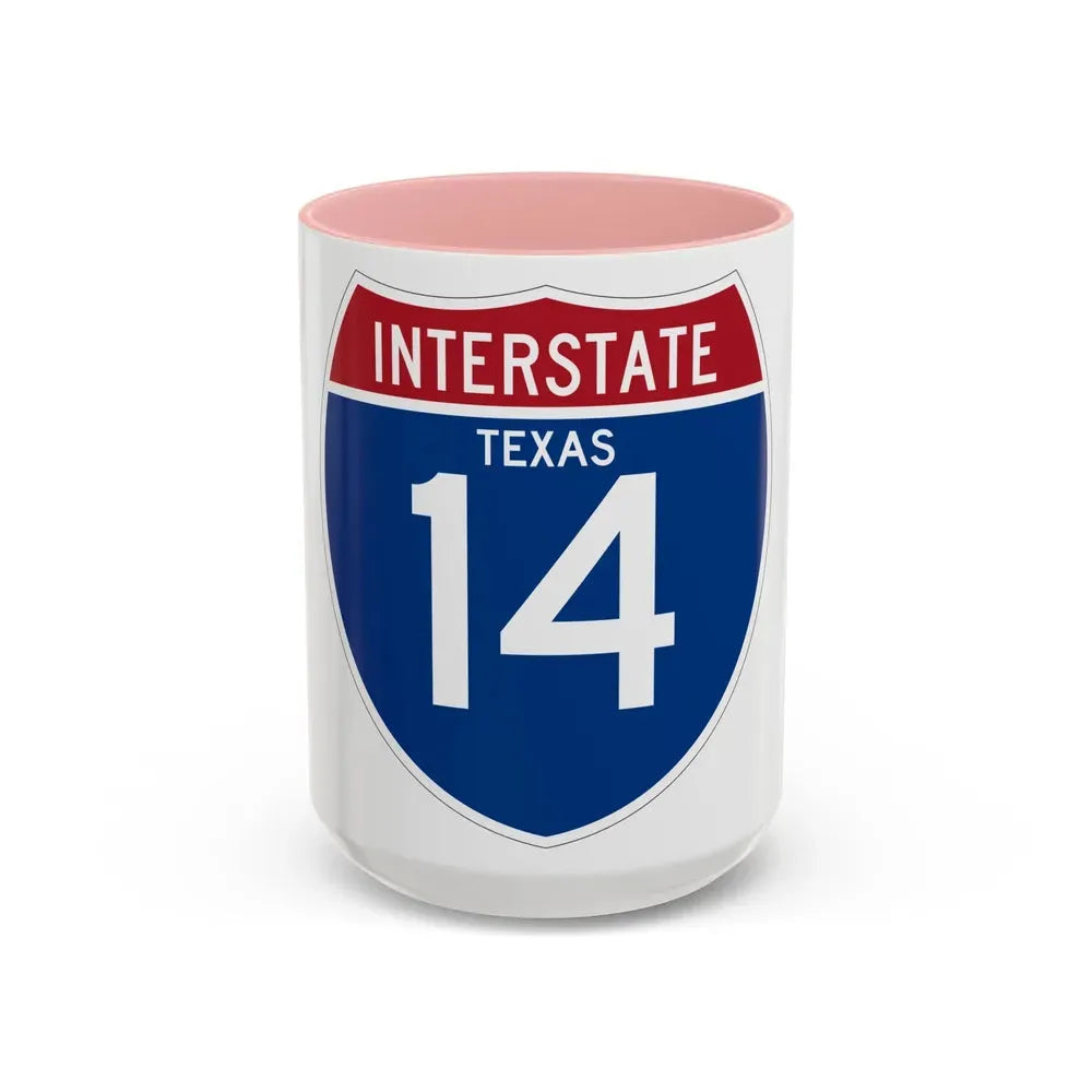 Interstate 14 (U.S. Highways) Accent Coffee Mug 15oz Pink - Go Mug Yourself