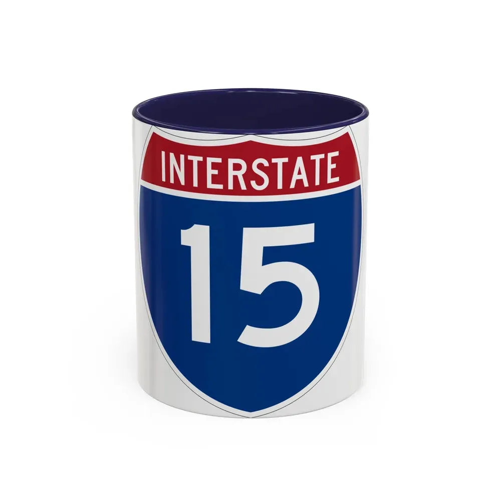 Interstate 15 (U.S. Highways) Accent Coffee Mug 11oz Navy - Go Mug Yourself