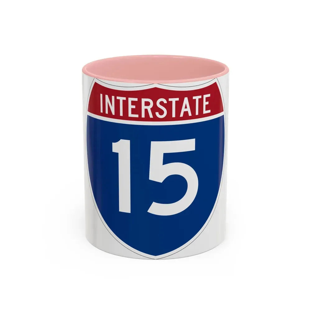 Interstate 15 (U.S. Highways) Accent Coffee Mug 11oz Pink - Go Mug Yourself